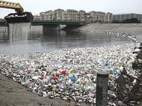 plastic debris lining the coast